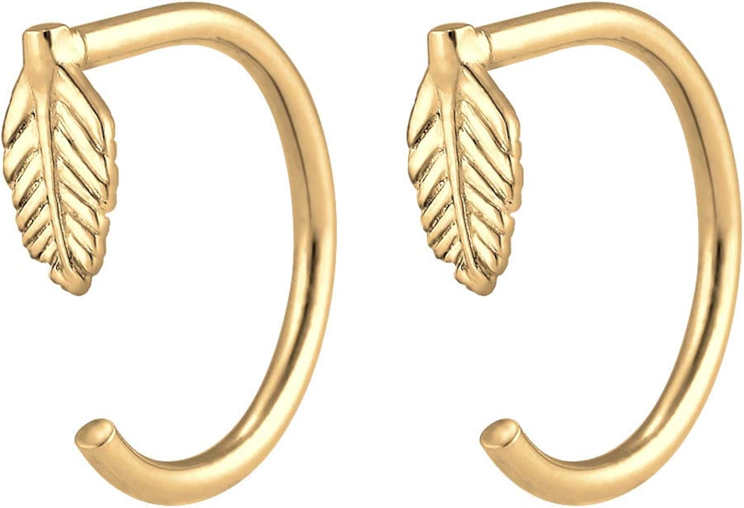 Elli Women Creole Feather Boho 925 Silver Gold Plated Earrings 0302942717
