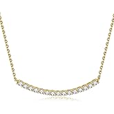 JewelryPalace Round Cut Cubic Zirconia Bar Collar Pendant Necklace for Women, 14K White Yellow Rose Gold Plated 925 Sterling Silver Necklaces for Her, Simulated Diamond 18 Inches Chain