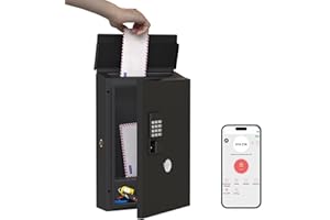 WeHere Mailbox & Key Box 2 in 1 Multi-Purpose Box, Wall Mount Locking MailBoxes for Outside, Metal Suggesion Box, Business Key Drop Box, OTP/Fixed code/Key Unlock, Large Capacity, Black