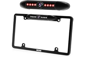 INCLAKE License Plate Backup Camera, Ultra HD Back up Camera with 8 Upgraded IR Night Vision Lights, 170° Wide View Angle Waterproof Shockproof Rear View Camera for Universal Cars, SUV, Trucks, RV and More