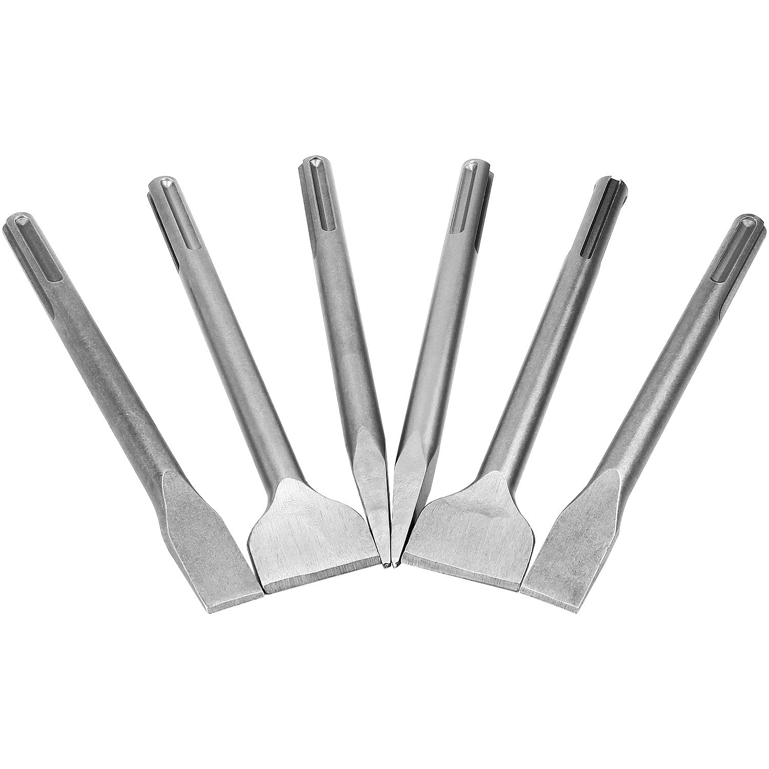Photo 1 of (used) 6 Pcs SDS Max Bits Chisel Set Hammer Drill Chisel Set 3/4 inch Masonry Concrete Chisel Drill Bits, 11-inch Length Rotary Hammer Chisel Bits