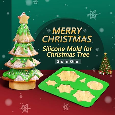 Grnshts Christmas Tree Cake Mould Diy Christmas Silicone Cake Chocolate Baking Moulds Ice Cubes Tray Jelly Wax Mould Create Multi Layered 3d Christmas Tree Cakes Silicone Moulds For Xmas Gift Amazon Co Uk Kitchen Home