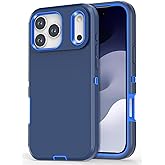 Qizaixi Designed for iPhone 17 Pro Case,[Without Screen Protector] Shockproof/Dust/Drop Proof 3-Layer Full Body Protection Rugged Heavy Duty Phone Case Cover for iPhone 17 Pro 6.3", Navy Blue