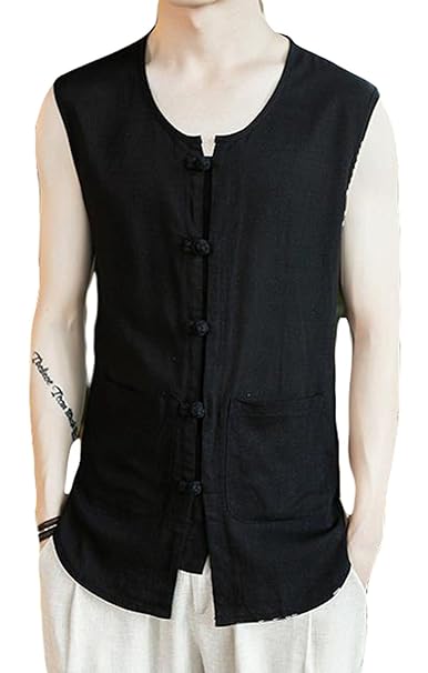 Amazon Bscoolメンズ ベスト 綿 麻 ゆったり ジレ 無地 カジュアル