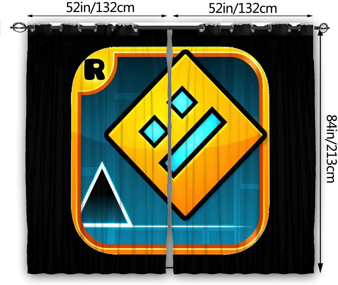 NOT Geometry Dash Blackout Curtains for Bedroom Polyester Thickened Curtain 2 Panels 52 X 84 in