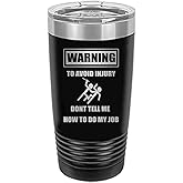 Rogue River Tactical Funny Warning Avoid Injury Job Large 20 Ounce Travel Tumbler Mug Cup w/Lid Sarcastic Work Gift For Boss Manager or Supervisor Black