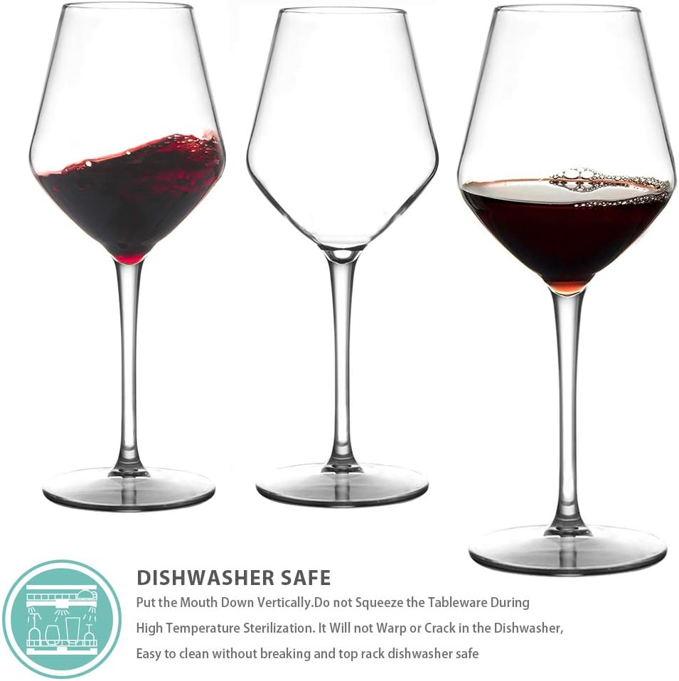 COOKY.D Large Tritan-Plastic Red Bordeaux Wine Glasses 15oz, Unbreakable Long Stemmed Glassware for Party Birthday - Image 3