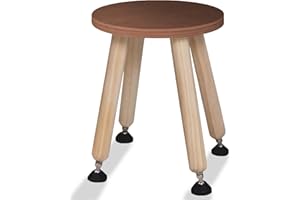Cateam Wooden Step Stool for Kids and Toddlers - Set of 1 - Walnut - Extendable Legs Kids Chair - Sensory Table Stool - Children's Round Sitting Stool with Leveling Feet and Anti-Slip Pads