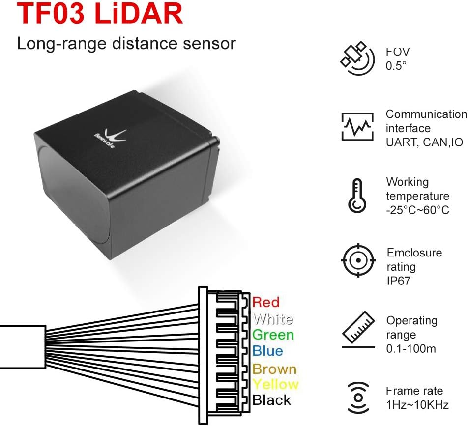 SmartFly info TF03-100 Industrial High-speed Lidar Sensor IP67 100m Long-Range Distance Single-Point Ranging Finder Module UART / I2C Compatible with Pixhawk and Raspberry Pi for drone/robot Outdoor - Image 3