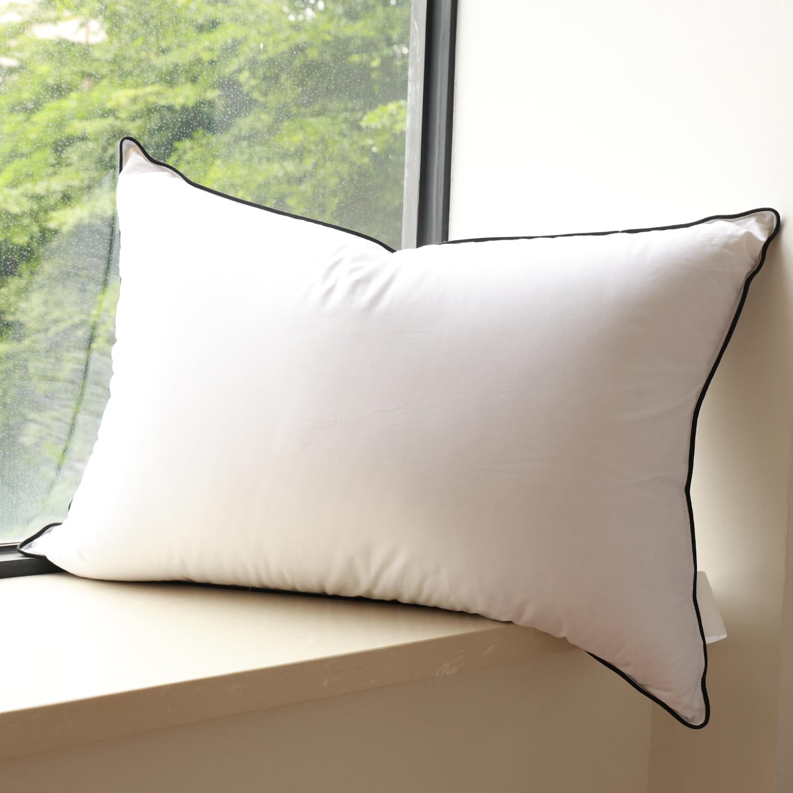 Photo 1 of HYVIF Luxury Goose Down Pillows, Soft and Comfortable Pillow for Sleeping,100% Cotton Shell,Designed for Ultimate Support and Relaxation - 1 Pack,Queen Size (20" x 28")