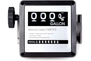 NONE BRAND Aluminum Mechanical Fuel Transfer Meter 7 to 20 GPM 4-Digital Batch Display for All Fuel Transfer Pumps