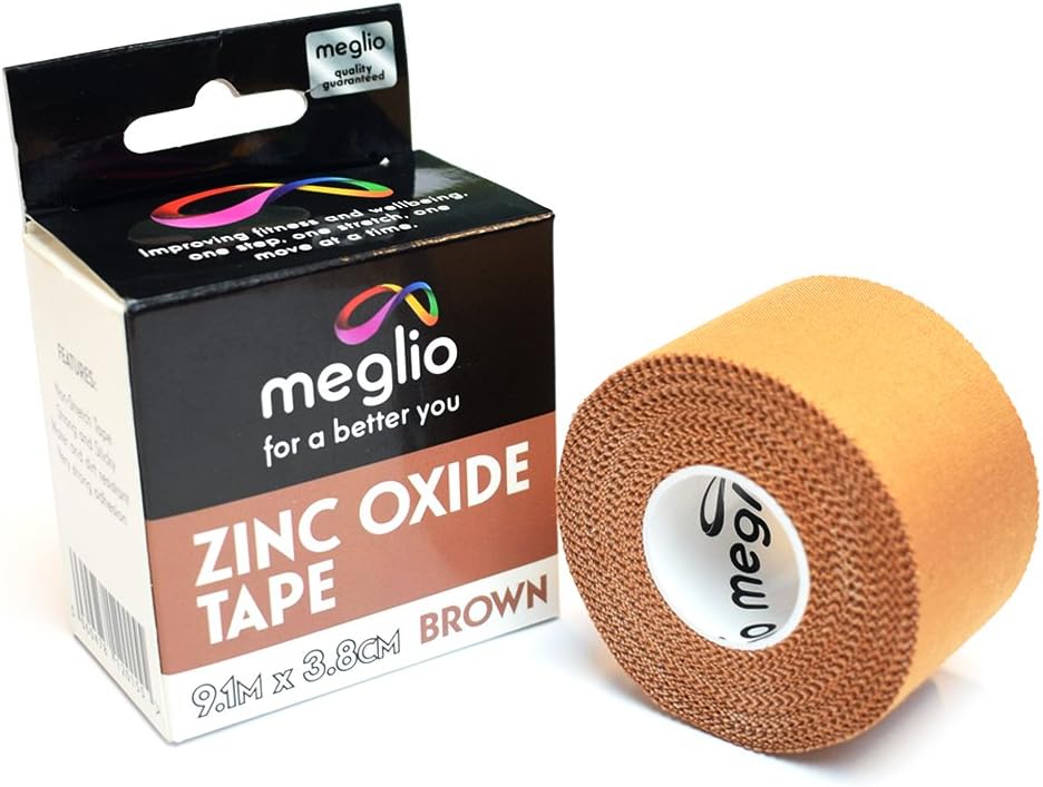 Meglio Zinc Tape Oxide Tape, Sports Strapping Tape for Support & Injury Recovery. Athletic Sports Tape, Very Strong & Easy to Tear apply to Fingers and Ankle used for Running, Rugby, Climbing & Boxing