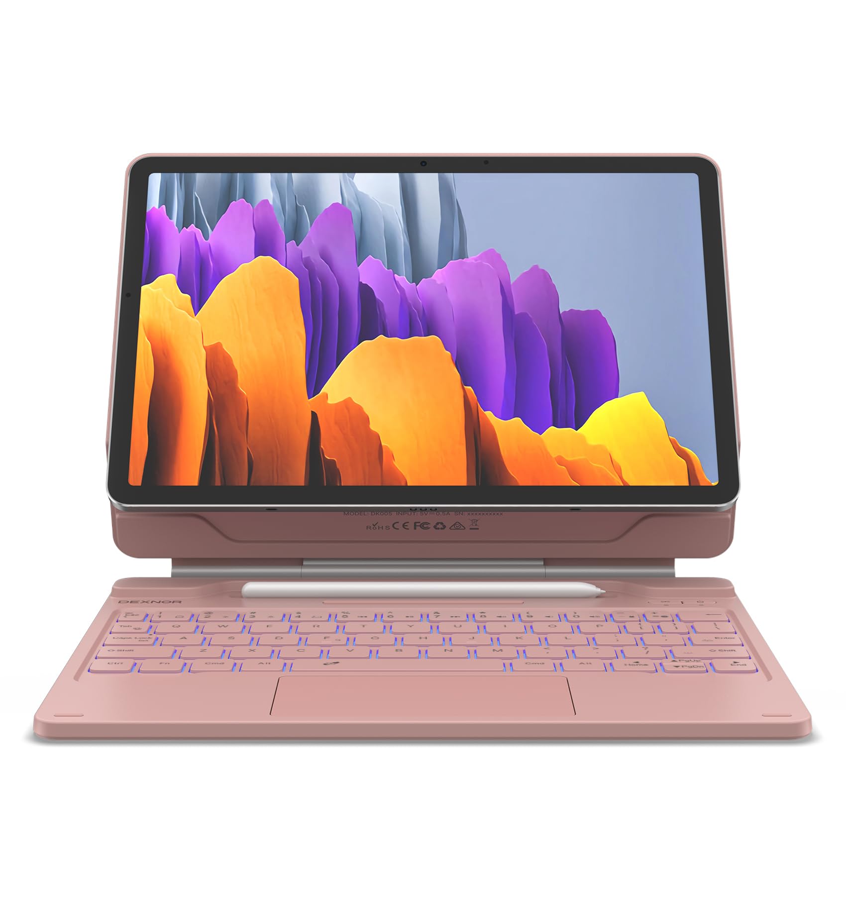 Photo 1 of Dexnor Keyboard Case for Samsung Galaxy Tab S10 Lite/S10 FE/S9 FE 5G 10.9"/S9 11" Case with Keyboard Magnetic Floating Cantilever Stand Multi-Touch Trackpad Wireless Backlit with S Pen Holder, Pink