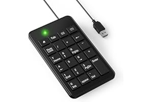 CBUS Wired USB-A Numeric Keypad for Laptop, 23 Keys Numpad Keyboard with Tab, Home, Email & Calculator Keys, 5ft Cable, Small