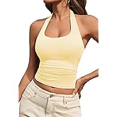 MAOECO Womens Tank Tops Sexy Halter Neck Going Out Tops Summer 2026 Trendy Backless Workout Shirts Sleeveless Y2k Clothes