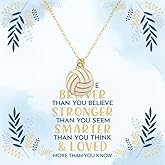 Sportybella Volleyball Necklace with Inspirational Message Card - Gold Pendant Jewelry Gift for Players, Teams & End of Season or Graduation