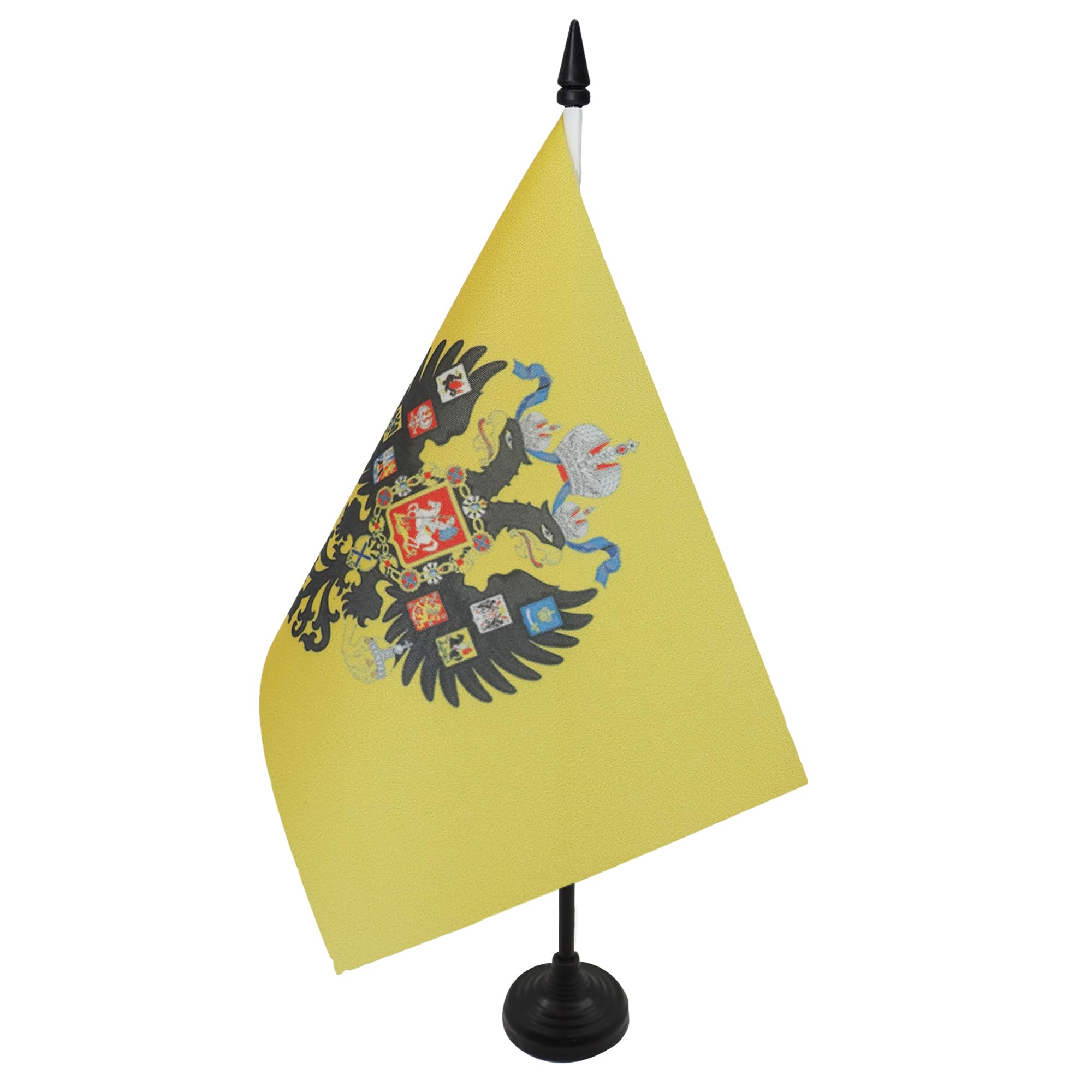 AZ FLAG Russia WWI Table Flag 5'' x 8'' - Imperial Russian Office Decoration 100% Polyester 21 x 14 cm - Mini Desk Flag with Pole and Black Plastic Base