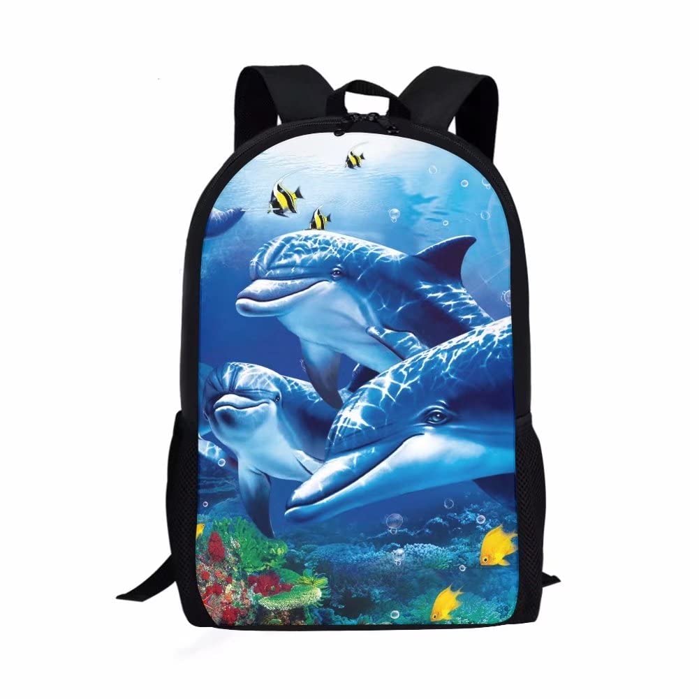 HUIACONG Ocean Dinosaur Backpacks for Boys Elementary School Kids Girls Teen Bookbag with Side Pocket Junior Students Rucksack