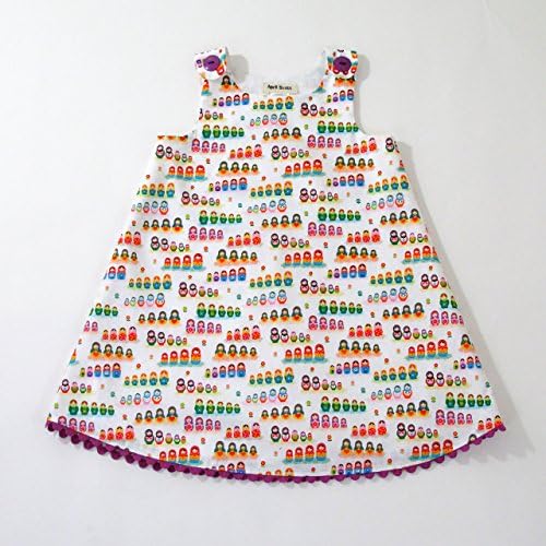 Tiny Nesting Dolls Matryoshka Girls Dress, Toddler, Sundress, Pinafore, Casual, Frock, Handmade in the USA by April Scott Kids, 2T, 3T, 4T, 5, 6