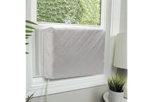 HOXHA Indoor Air Conditioner Cover for Window Units,Double Insulation Anti-Rust Adjustable Inside Window AC Cover with Free Elastic Straps