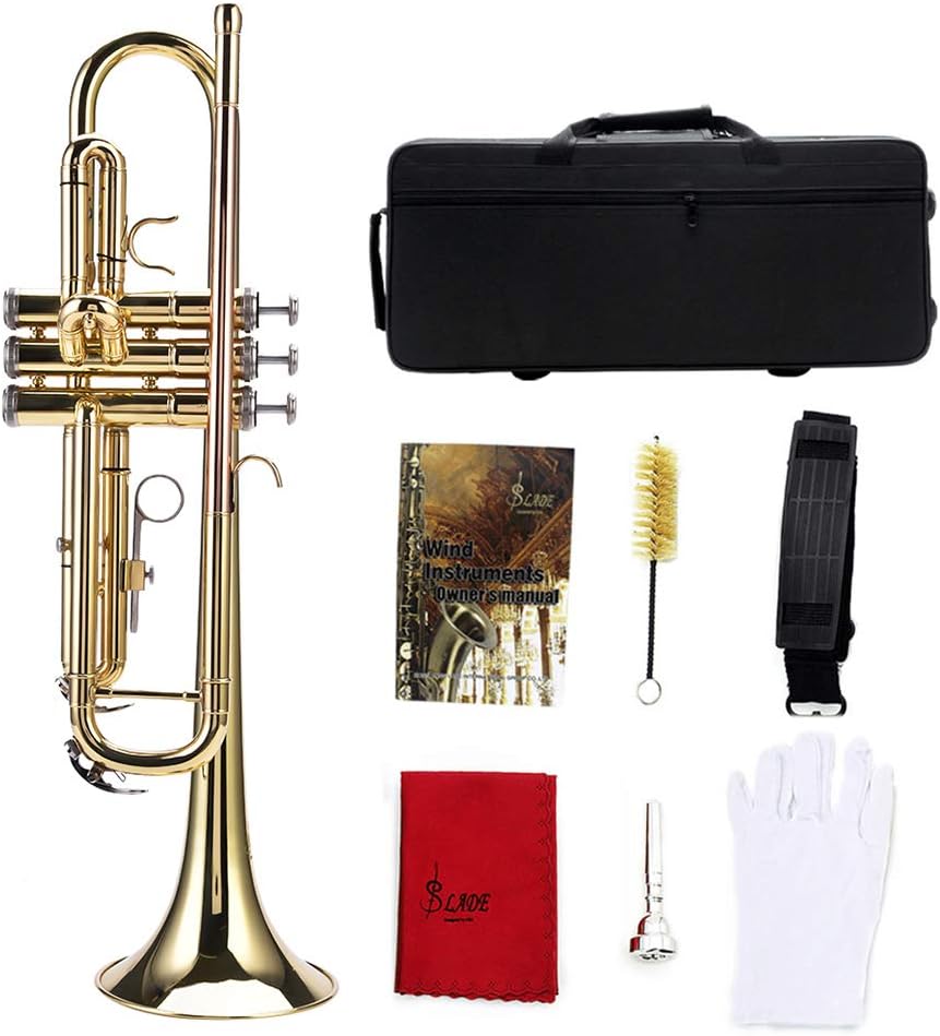 LADE Multiple Color Professional Bb Flat Brass Trumpet Instrument Set