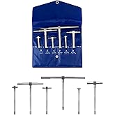 QWORK 5/16" to 6" Telescopic Gauge Bore Gauge, 6 Pack Hole Gauge Set, Premium Steel T-Bore Hole Gauges Set, Measurement Tool,