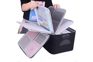 KEJIH Large Capacity Safe ID Bags with Code Lock, Freely Detachable Compartment File Bag, Oxford Document Organizer for Home (Certificates,Bank,Cards, Jewelry) and Office Filing and Travel (Black)