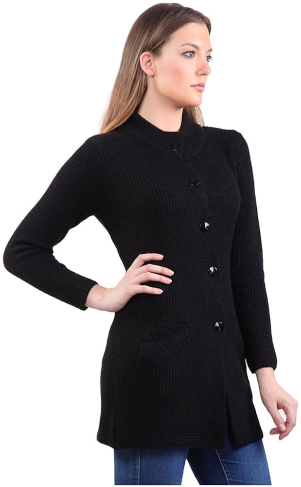 montrex acro wool winter long coat for women, girls (black)