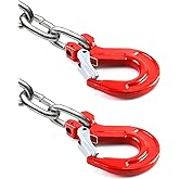 yakicag 2 Pack Grade 80 Drop Forged Alloy Steel Clevis Sling Hook with Latch, Painted Finish, 3/8" Safety Chain Hooks, 6944 lbs Working Load Limit (3.15T)