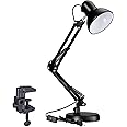 TORCHSTAR Metal Desk Lamp with Clamp, Swing Arm , Architect Adjustable Gooseneck Table Lamp, Clip Desk Lights for Home Office, Work, Study, Reading, E26 Base, Multi-Joint, Black
