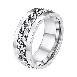 Anxiety Ring for Women Men Size 7 Stainless Steel