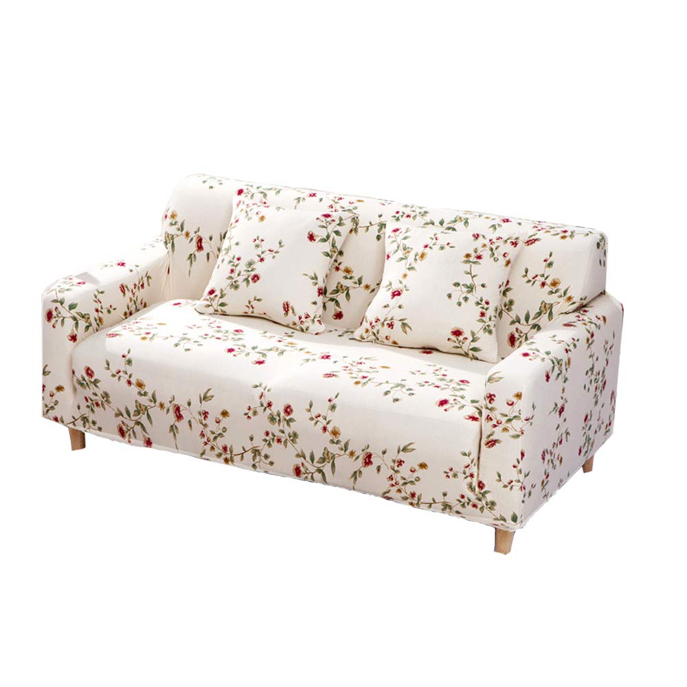 Bestenrose Sofa Cover 2 Seater Sofa Slipcovers Fitted Furniture Protector Printed Settee Covers Stylish Fabric Armchair Couch Covers With 1 Pillowcases (J- Chun Xiao, 2-Seater 53-69 inch)