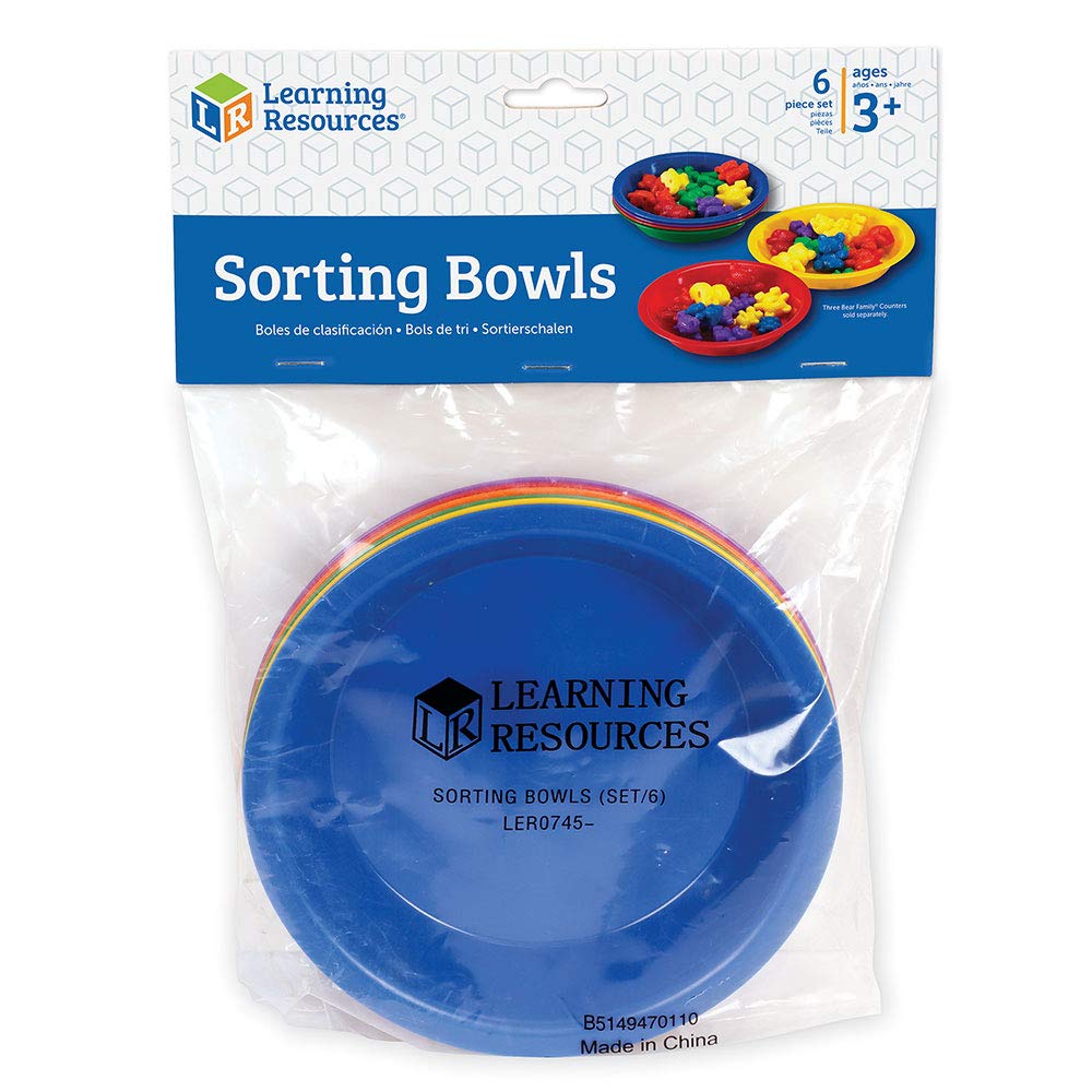 Learning Resources Three Bear Family Sorting Bowls, Set of 6 Bowls, Assorted Colors, 6