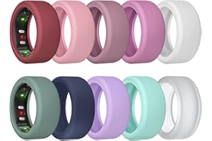 MAKCPOIMER 10 Pack Ring Cover for RingConn Gen 2, Elastic Silicone Ring Protector for RingConn Gen 2 Air Working Out Accessories Men Women (All 10 Colors-1, S (7/8/9/10/11))