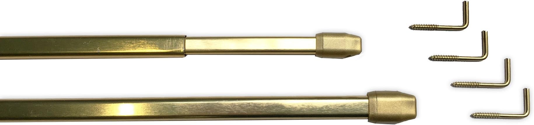 tilldekor, flat-oval, extendible curtain rod, brass gloss, 2 pieces, Metal, Messing-glanz, 100-190 cm