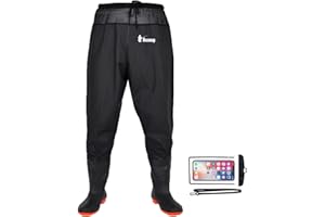 OUZONG Waist Wader Pants Fishing Waders for Men Women with Boots Waterproof Bootfoot Insulated Wading Pants Waders for Outdoors Duck