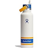 Hydro Flask Water Bottle - Insulated Stainless Steel - Standard Mouth Flex Straw Lid, Non Spill, Leakproof and Refillable in 