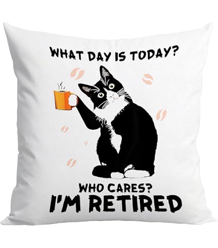 Funny Retired Schedule Pillow Cover - 18x18 Inch Cotton Decorative Cushion Cover For Sofa, Bed, Gift