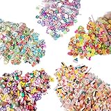 KissDate Slices DIY Nail Art Slime Supplies Handicrafts, 5000 Pieces 3D Polymer Fimo Decoration Arts Crafts, Fruit, Round Rose, Cake, Animal, Feather, (5 Pack(5000pcs))