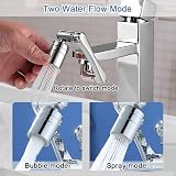 Cunbayi 1440° Rotatable Faucet Extender 2 Spray Mode Tap Aerator Silver view 4