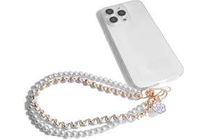 AGEN KGEN Phone Charm Anti Lost Phone Wrist Strap Pearl Beaded Phone Chain Double Chains Hand Wrist Phone Straps for Keychain Phone Wallet Camera