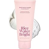 The Face Shop Rice Water Bright Foaming Facial Cleanser with Ceramide, Gentle Face Wash for Hydrating & Moisturizing, Vegan Face Cleanser, Makeup Remover, Korean Skin Care for All Skin Types, 300ml