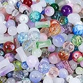 Bulk Crystal Glass Beads for Jewelry Making, Beads for Bracelets, DIY Crafts & Jewelry Projects, Large and Small Glass Beads for Adults, 4–14mm (0.5 Pounds)