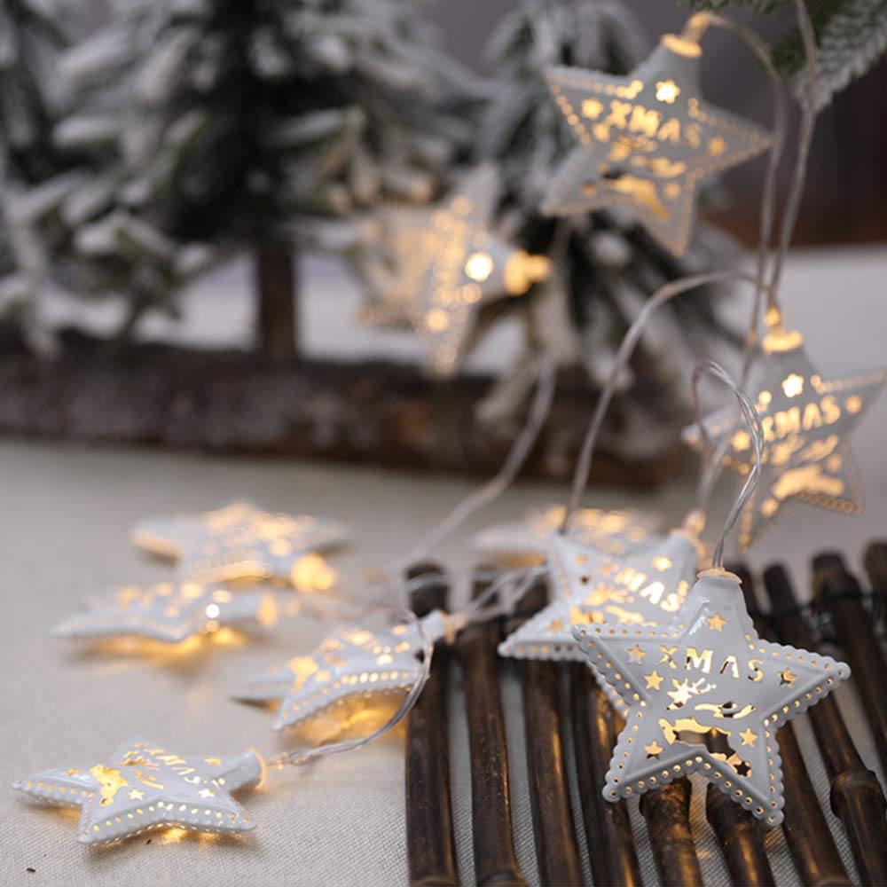 Anyingkai 10 pcs Led Curtain Lights,Christmas Snowflake Lights,Curtain String Lights White,Led Window Christmas Lights,Curtain Fairy Lights for Bedroom,Led Curtain Lights (Star)