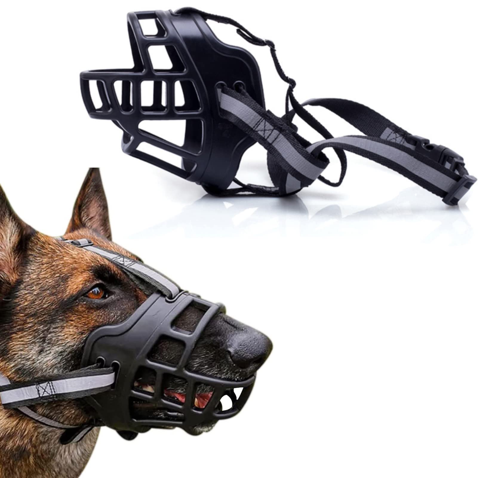 Basket Dog Muzzle - Dog can Pant and Drink, Prevents Biting and Food Waste Scavenging, Strong TPR, Ideal for Longer Nosed Dogs, Breathable Dog Training Muzzle for Medium Dogs (XL-6)