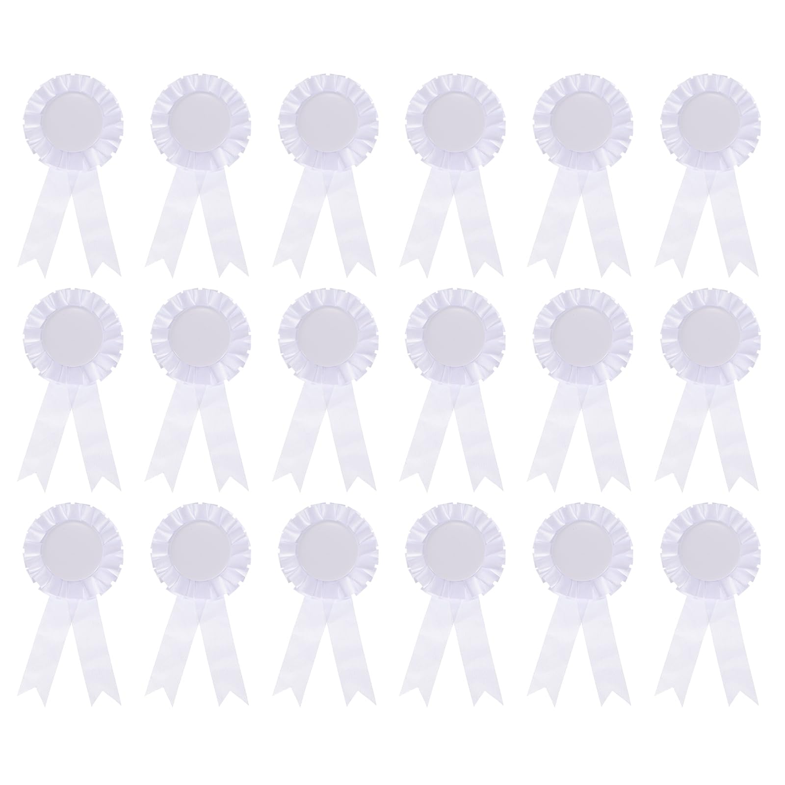 PATIKIL Blank Award Ribbon, 18 Pcs Rosette Ribbon Honorable Prize Recognition Ribbon for DIY, Party, Wedding, Competition, Sport, White