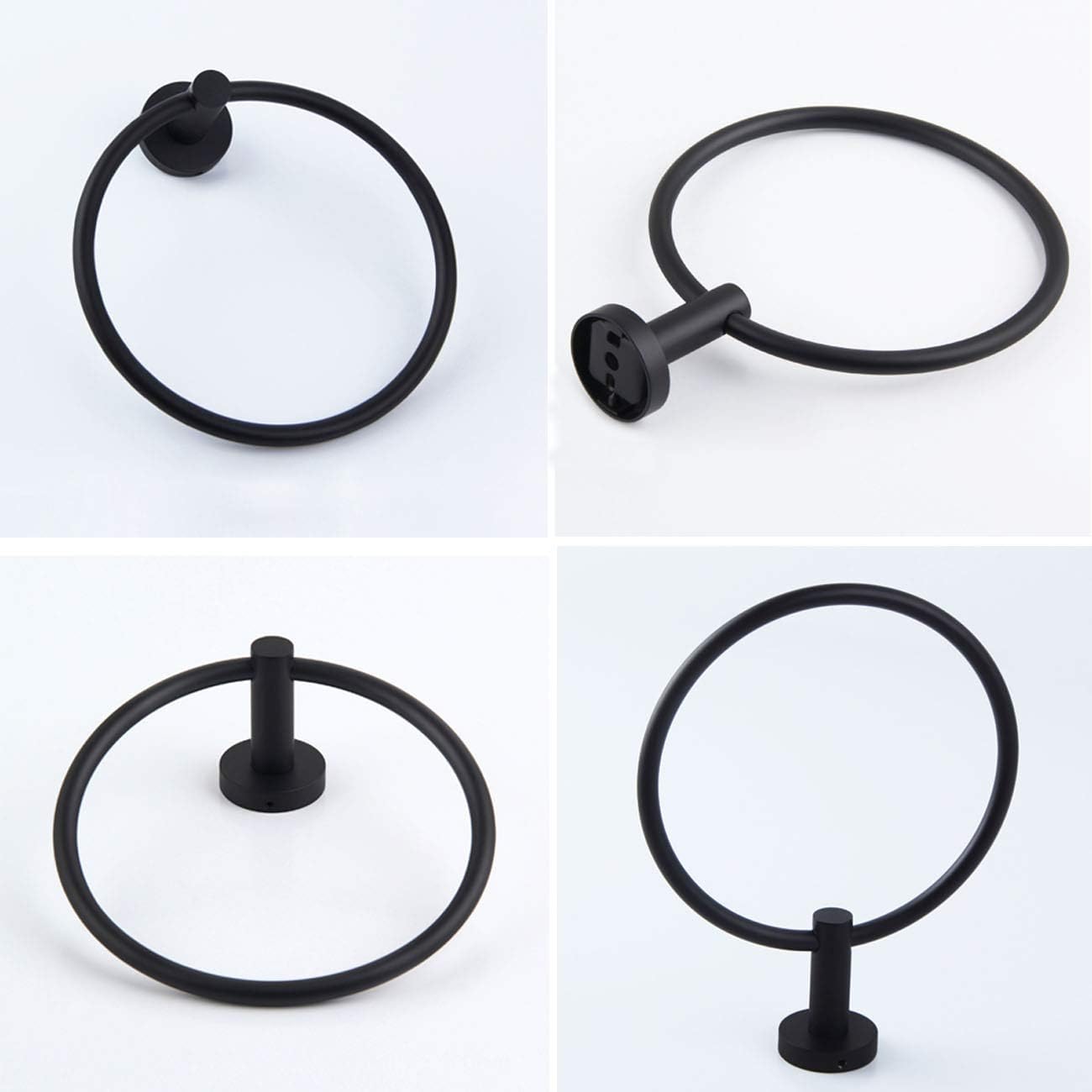 Matte Black Towel Ring, APLusee Hand Towel Holder Stainless Steel Modern Round Bathroom Kitchen Storage Hanger Wall Mounted: Home Improvement