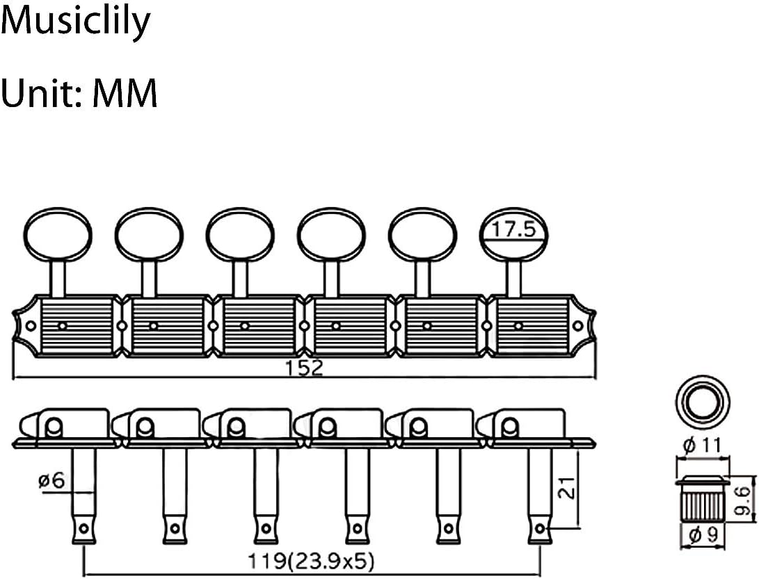 Musiclily Pro Vintage 6-in-Line Guitar Tuners Split Shaft Machine Heads Tuning Pegs Keys Set for Squier Classic Vibe Fender Strat/Tele Style - Image 3
