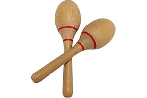 Guijinhao 2Pcs Maracas, Professional Wooden Rumba Shakers Hand Percussion Rattles Latin Musical Instrument with Clear Salsa R