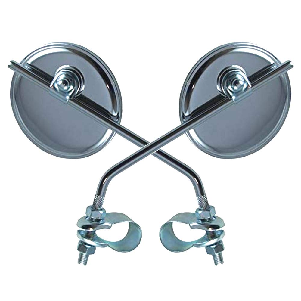 2x Bicycle Mirror Vintage Rear Mirror Diameter 75 mm Chrome Round Handlebar Diameter 22 mm Left Right Road Bike Custom MTB